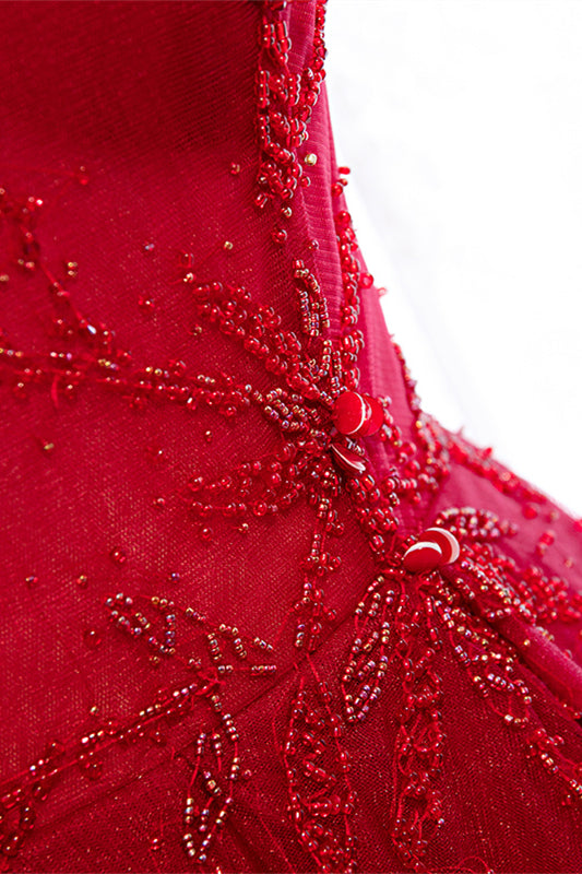 Round Sleeveless A-Line Empire Appliques Party Prom Dress
