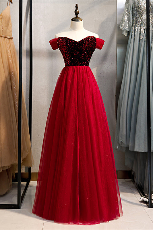 Off-Shoulder Empire A-Line Sweetheart Long Party Prom Dress
