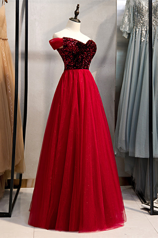 Off-Shoulder Empire A-Line Sweetheart Long Party Prom Dress