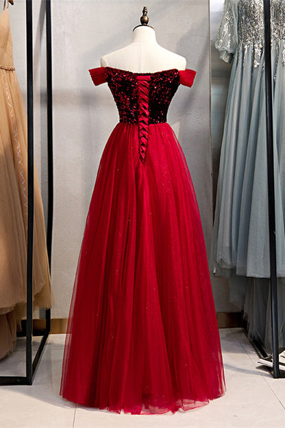 Off-Shoulder Empire A-Line Sweetheart Long Party Prom Dress