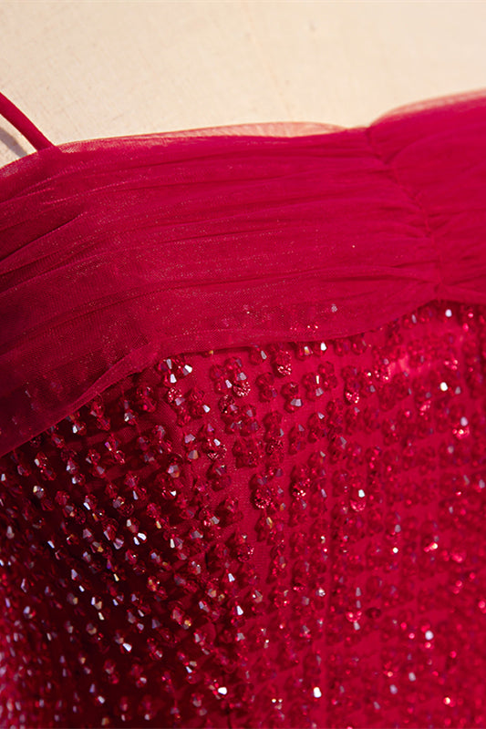Spaghetti Straps Tulle A-Line Empire Party Evening Dress