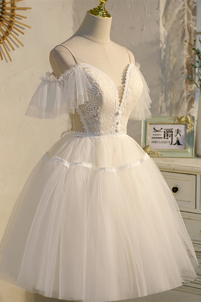 Black 2 Styles Tulle Straps Plunging V Homecoming Dress