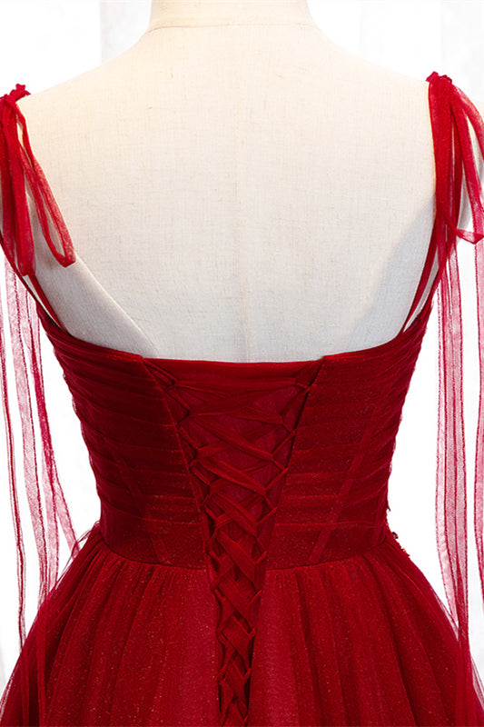Pretty Tulle A-Line Sweetheart Straps Empire Red Party Dress