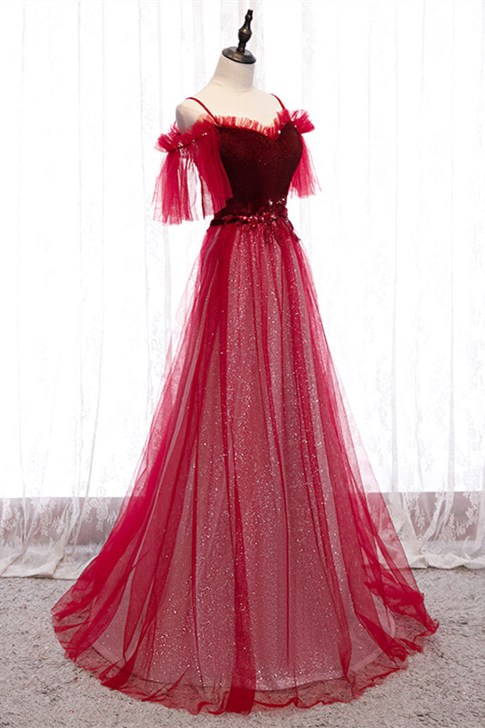 Sparkly Tulle A-Line Off-Shoulder Appliques Party Prom Dress