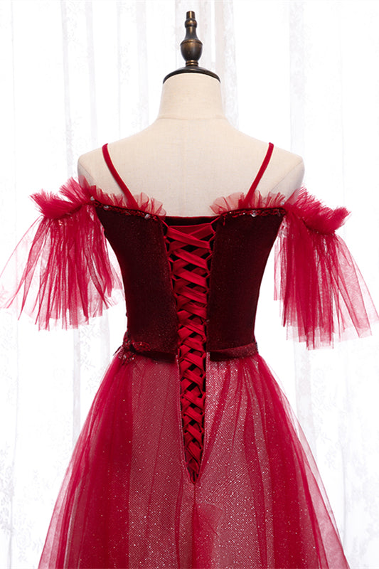 Sparkly Tulle A-Line Off-Shoulder Appliques Party Prom Dress