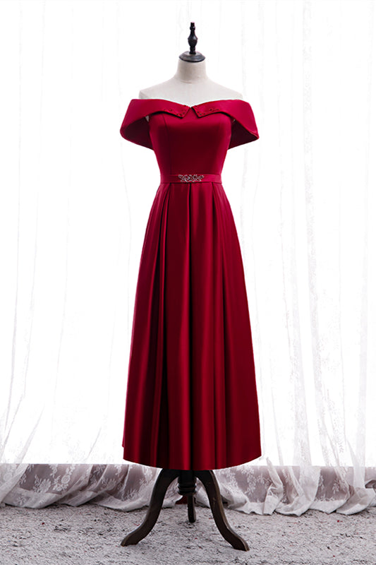 Elegant Satin A-Line Off-Shoulder Maxi Party Prom Dress