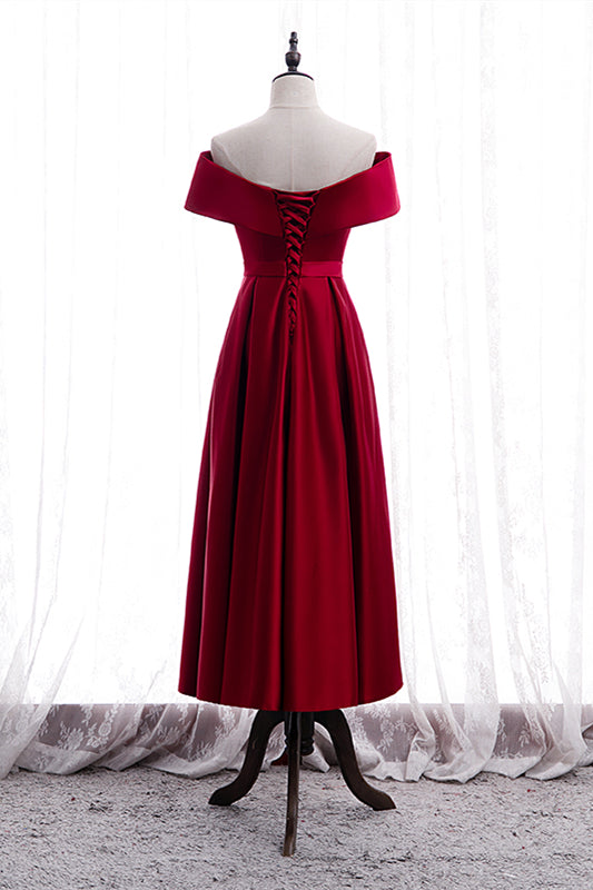 Elegant Satin A-Line Off-Shoulder Maxi Party Prom Dress