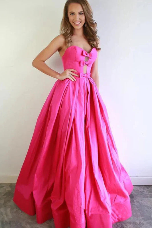 Satin A-Line Sweetheart Strapless Empire Prom Dress