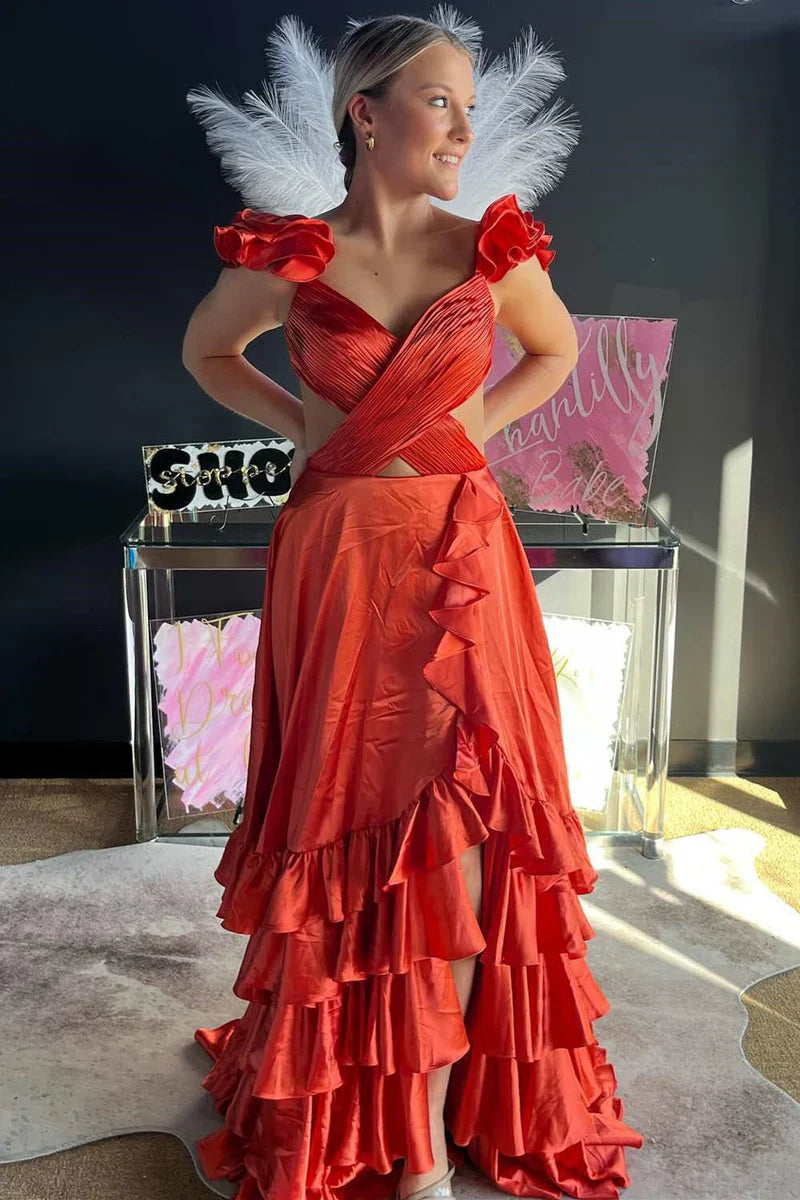 Chic A-Line Illusion Empire A-Line Tiered Prom Party Dress