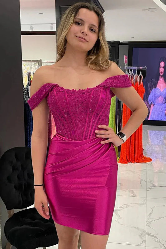 Satin Fitted Two Tone Empire Ruched Homecoming Dress