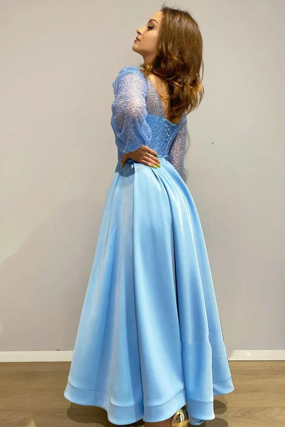 Scoop Long Sleeves Empire A-Line Party Prom Dress