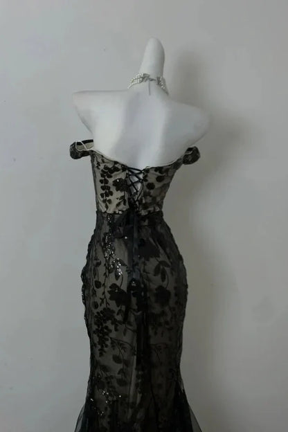 Sexy Lace Off-Shoulder Empire Mermaid Party Prom Dress