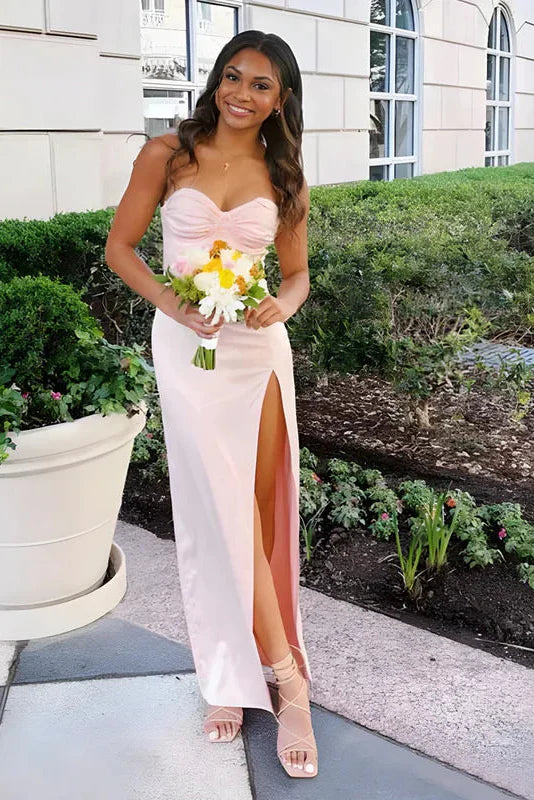 Sheath Casual Satin Sweeheart Sleeveless Prom Party Dress