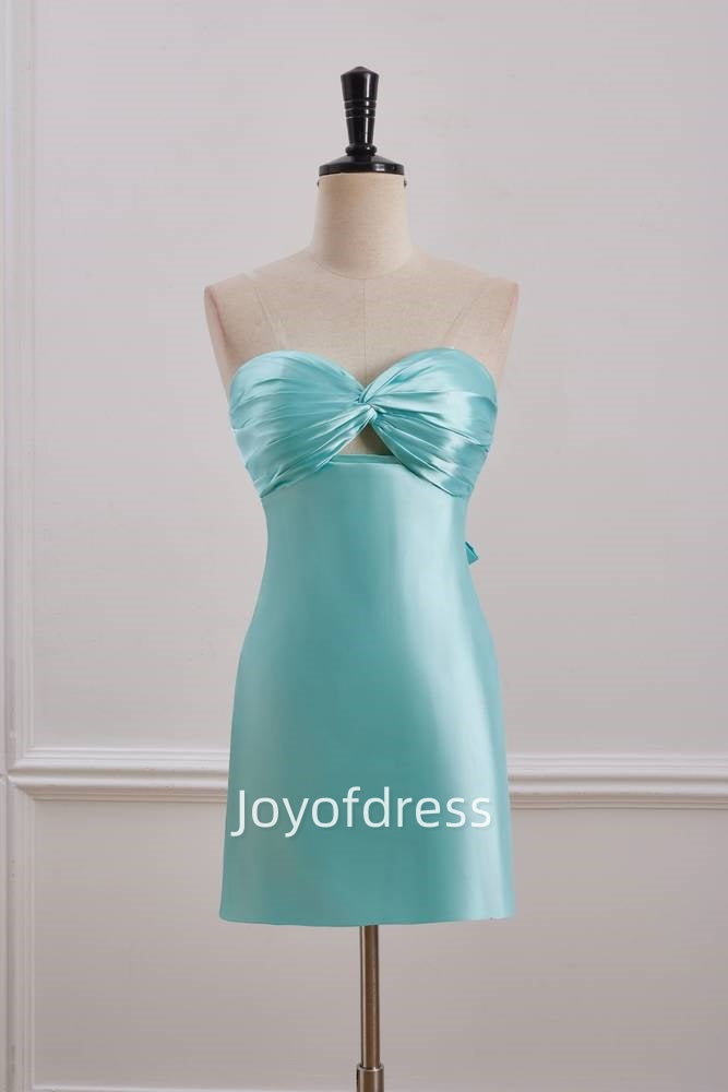 Simple Satin Lace Up Sweetheart Mini Homecoming Dress