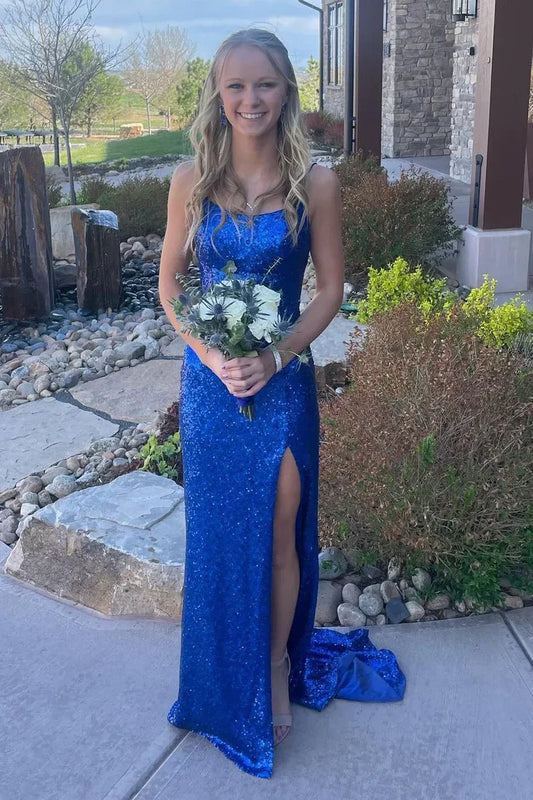 Sparkly Bateau Sleeveless Lace Up Mermaid Party Prom Dress