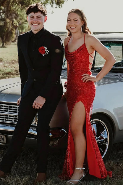 Sparkly Bateau Sleeveless Mermaid Sequins Party Prom Dress