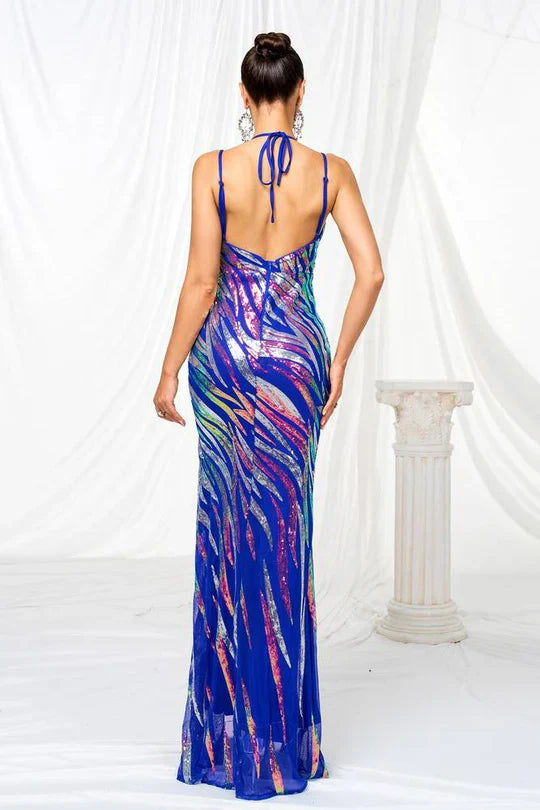 Sparkly Sweetheart Spaghetti Straps Party Evening Dress With Slit