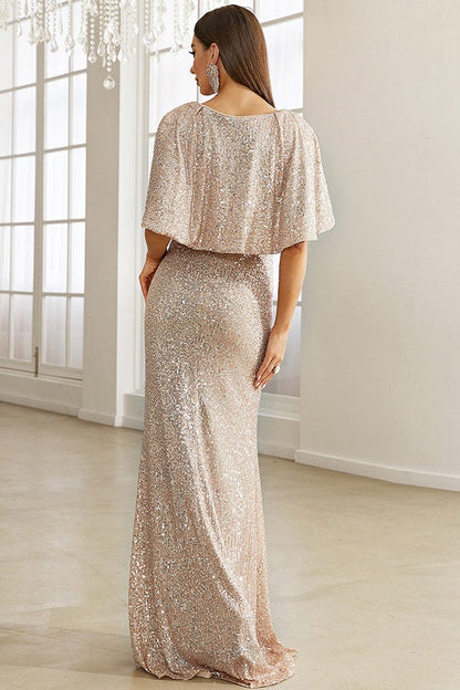 Sparkly V-Neck Mermaid Empire Sequin Prom Party Dress