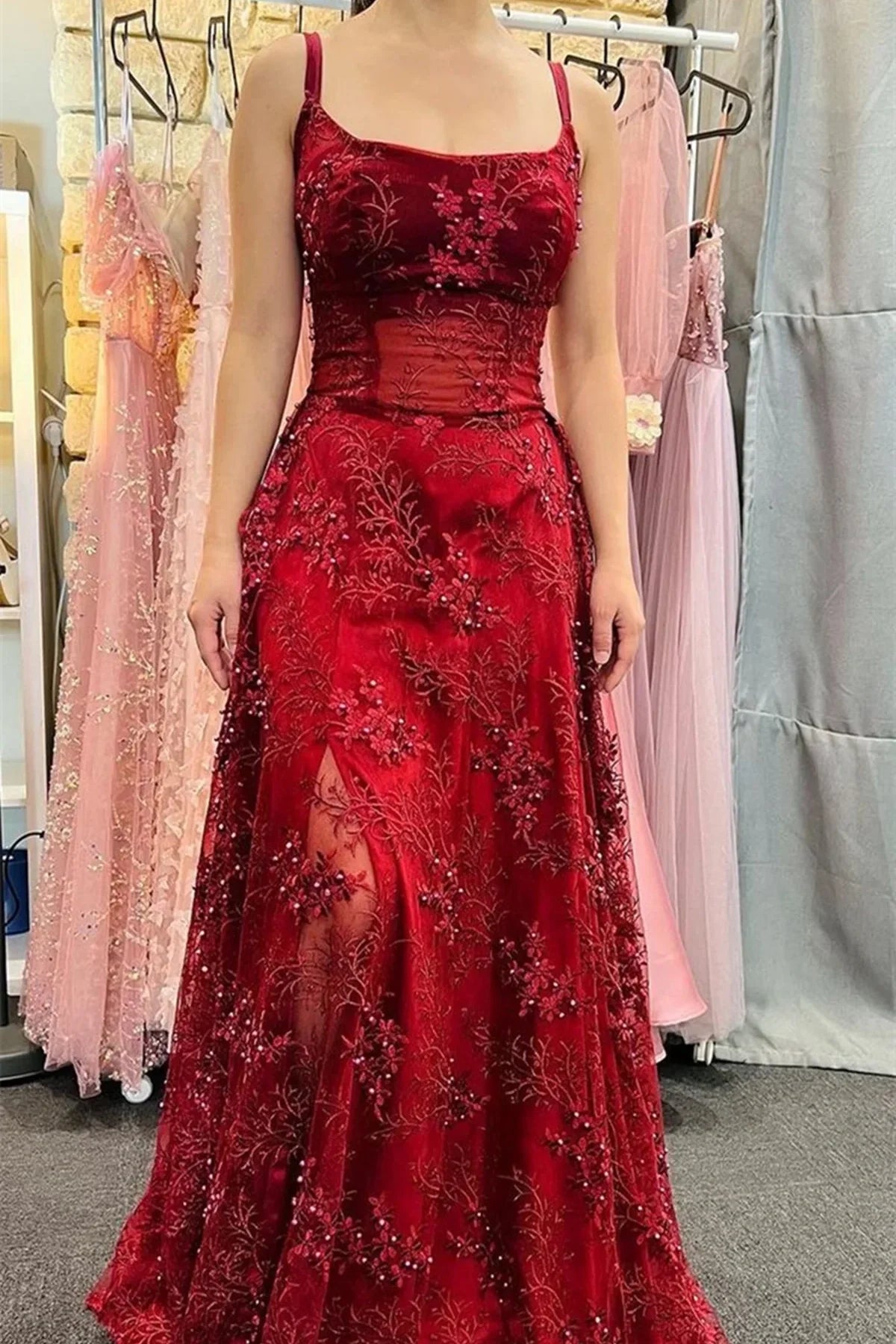 Square Sleeveless A-Line Empire Beaded Party Prom Dress