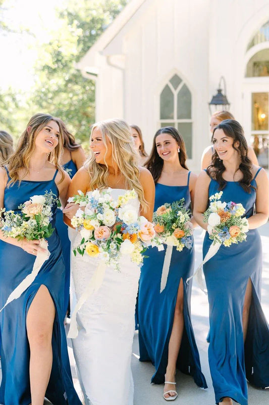 Square Sleeveless Open Back Long Bridesmaid Dress With Bow