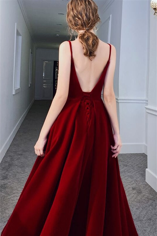 Sweetheart A-Line Empire Backless Velvet Party Prom Dress