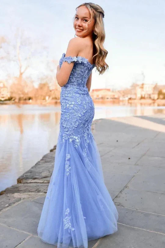 Sweetheart Off-Shoulder Lace Appliques Mermaid Party Prom Dress