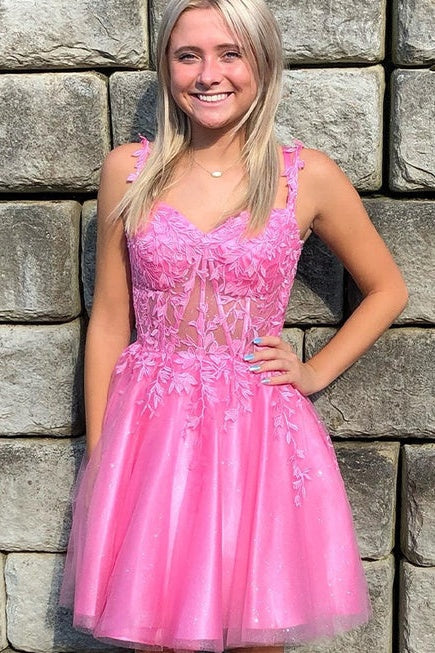 Sweetheart Sleeveless A-Line Empire Appliques Homecoming Dress
