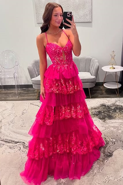 Sweetheart Sleeveless Empire A-Line Tiered Formal Party Prom Dress