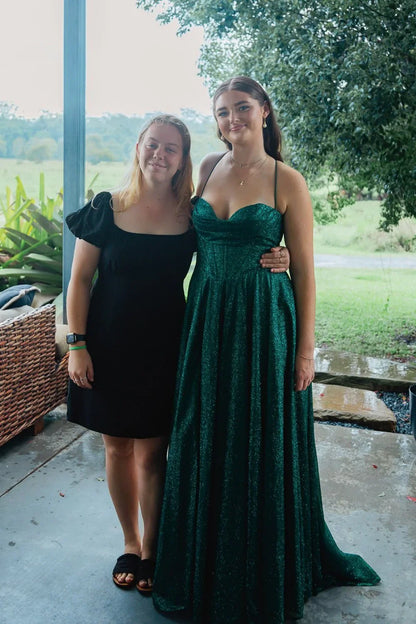 Sweetheart Spaghetti Straps Empire Sparkly Party Prom Dress