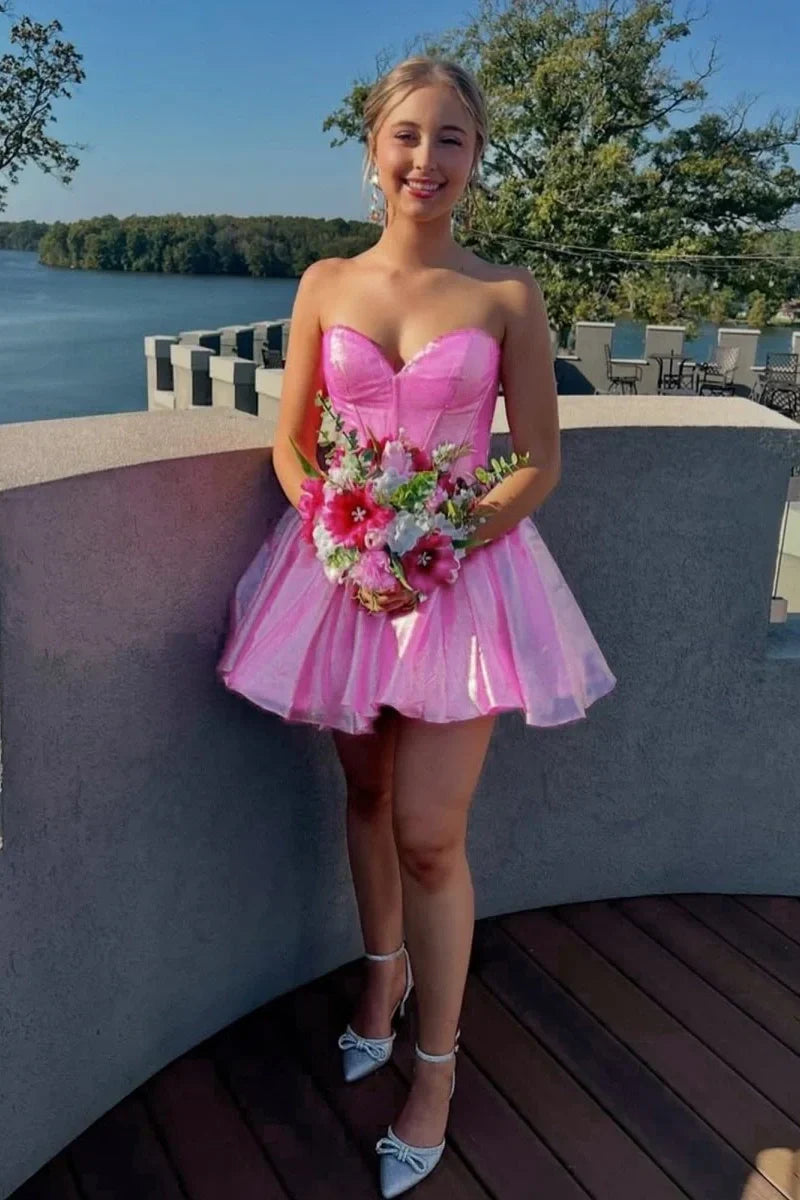 Sweetheart Strapless A-Line Mini Homecoming Dress
