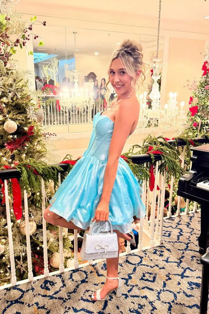 Sweetheart Strapless A-Line Mini Homecoming Dress