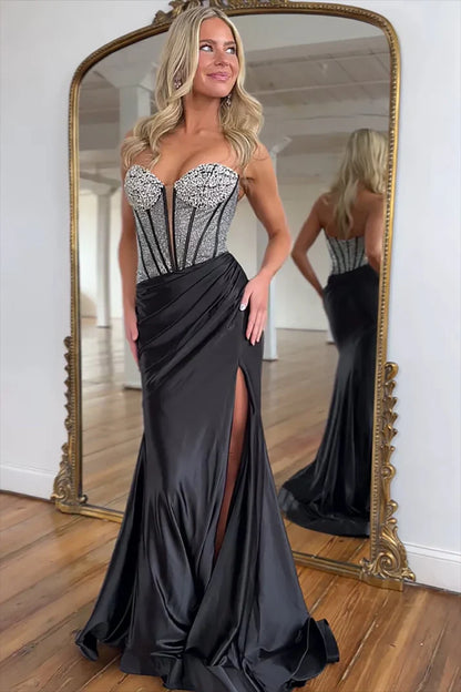Sweetheart Strapless Beaded Empire Mermaid Party Prom Dress