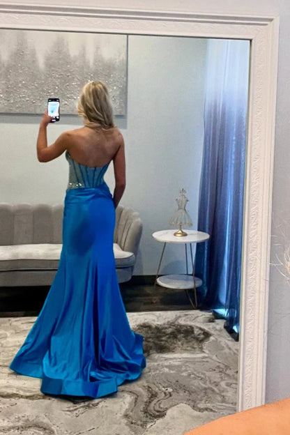 Sweetheart Strapless Beaded Empire Mermaid Party Prom Dress