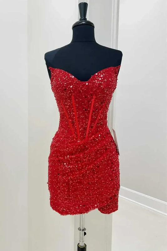 Sweetheart Strapless Bodycon Empire Short Homecoming Dress