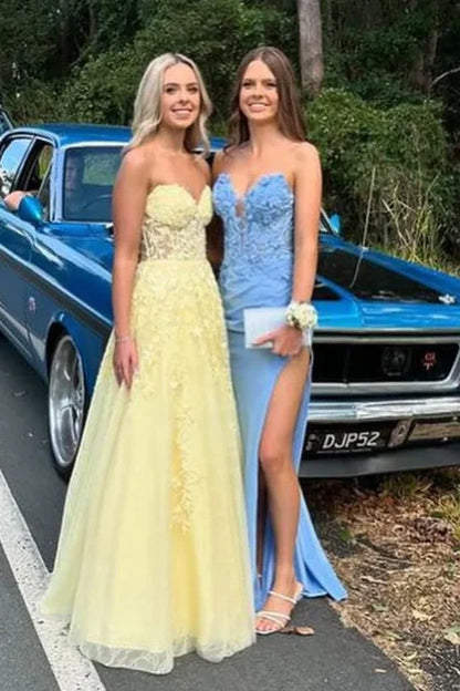Sweetheart Strapless Empire Tulle A-Line Lace Party Prom Dress