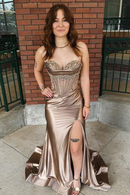Sweetheart Strapless Mermaid Ruched Empire Appliques Party Prom Dress