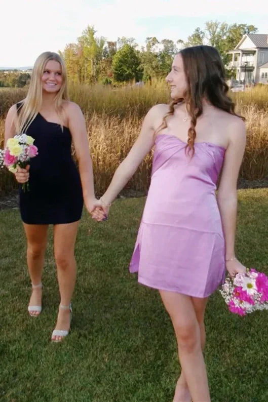 Sweetheart Strapless Satin A-Line Summer Homecoming Dress