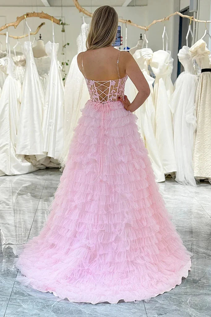 Sweetheart Strapless Tulle A-Line Tiered Party Prom Dress