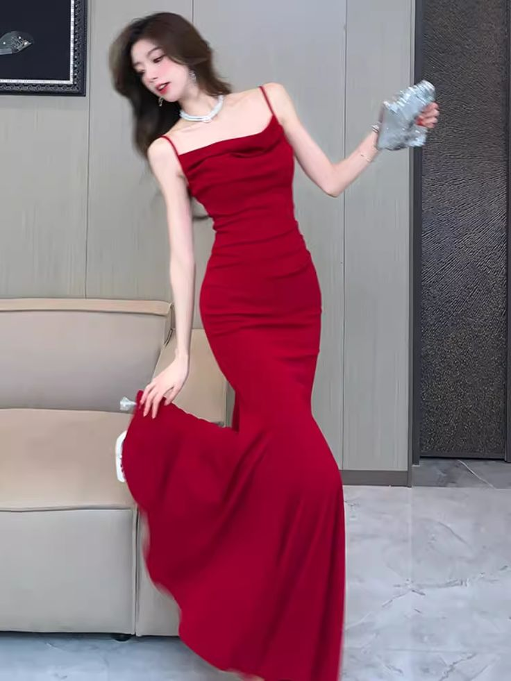 Sexy Spaghetti Straps Black  Mermaid Prom Dress SH1426
