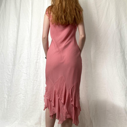 Vintage Sheath Straps Pink Chiffon Homecoming Dress Wedding Guest Dress SH4428