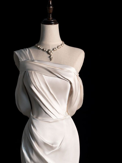 Simple One Shoulder Prom Dress Mermaid Wedding Dress SH1286