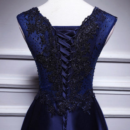 Simple A line Satin Long Prom Dresses SH213