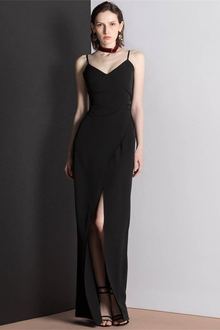 Tight Black Wrap Dress with Slit