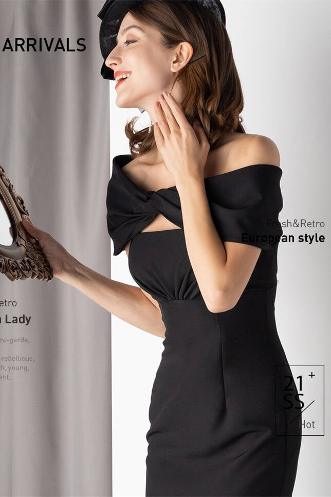 Vintage Black Tight Midi Dress