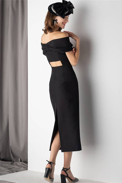 Vintage Black Tight Midi Dress