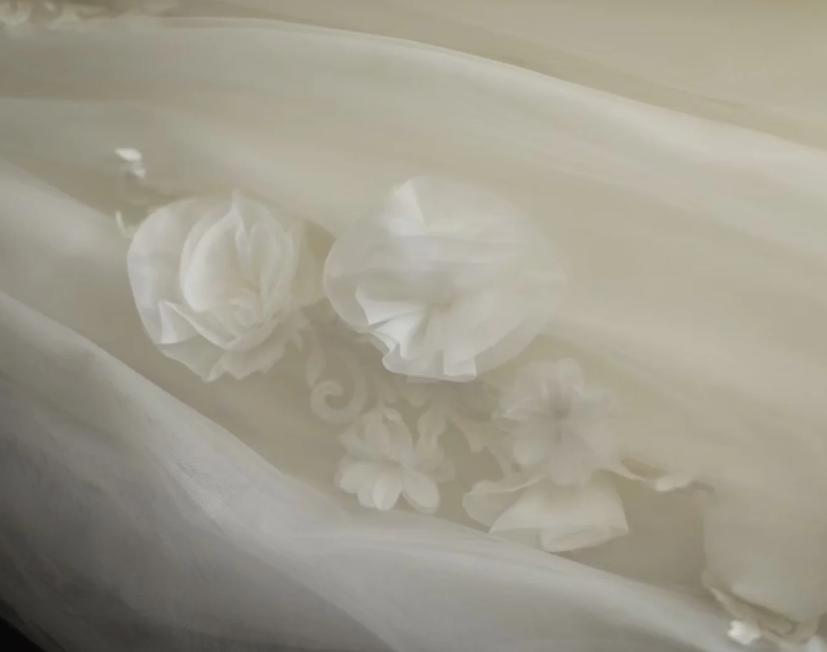 Fairy Strapless Tulle Appliqued Ball Gown White Long Wedding Dress D2323