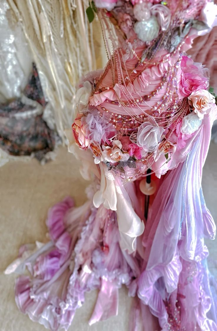 Fairy Halter Tulle Appliques Beaded Pink Mermaid Evening Dress,Formal Long Party Dress Prom Gown D1990