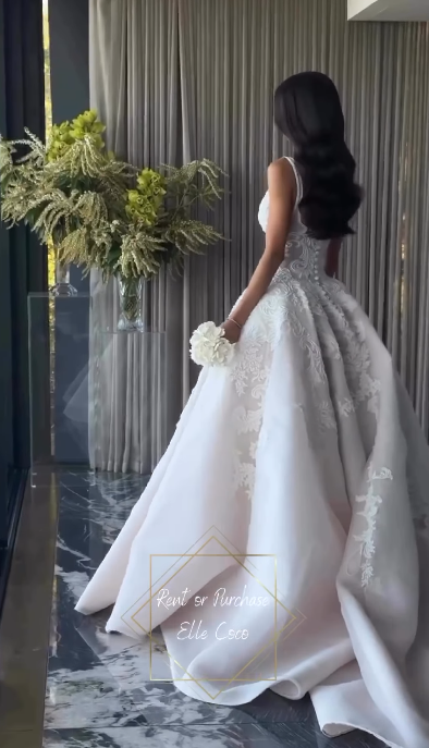 Pretty Wedding Dress Ball Gown Square Neck Lace Long White Wedding Dresses Bridal Gowns WD046