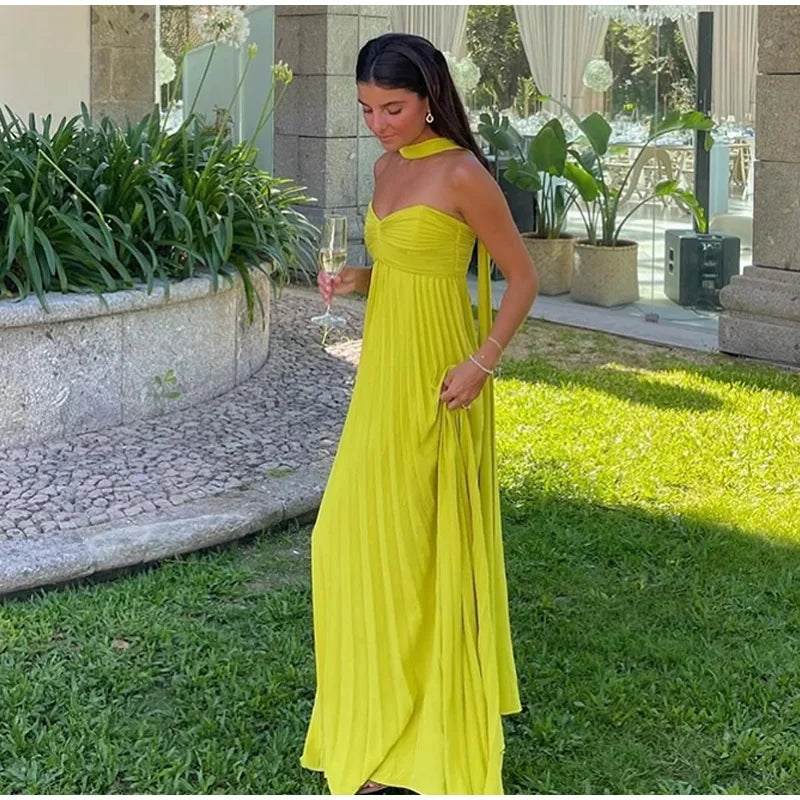 Classy A line Sweetheart Chiffon Long Prom Dresses Formal Summer Wedding Guest Dresses Wedding Guest Outfit W0252