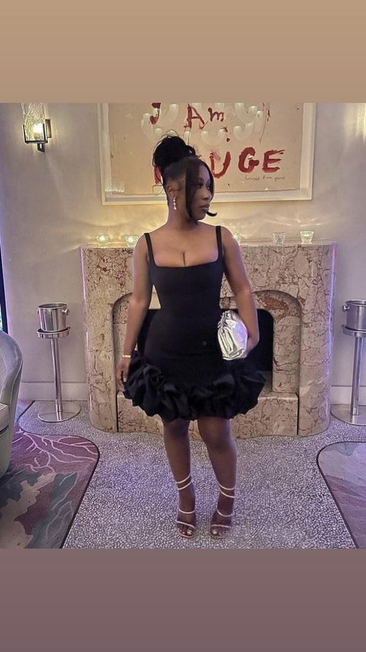 Simple Sheath Square Neck Black Girl Summer Birthday Dresses For Teens Black Hoco Dress Mini 18th Birthday Outfit Cocktail Dresses W0469